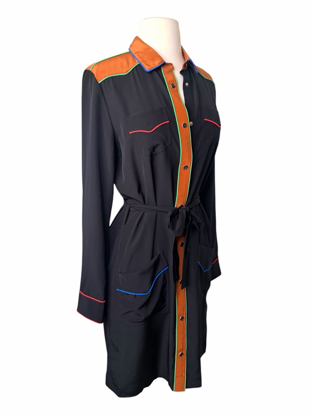 COACH New with Tags SOLID SILK BlACK SHIRT DRESS. Size 2. - Picture 13 of 15